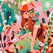 Candy Sea - Illustration. Ilustração tradicional, Design de personagens e Ilustração digital projeto de Nuria Boj - 14.05.2022