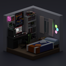 My Room in Low-Poly. Design, 3D, Architecture, Graphic Design, Creativit, 3D Modeling, and 3D Design project by Alejandro Palacios - 05.16.2022