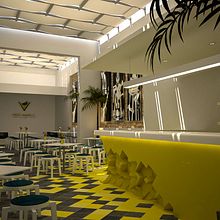 Patio Amarillo. Bar-Restaurante Ein Projekt aus dem Bereich Innendesign, 3-D-Modellierung und Kunstleitung von Maikel Sanchez Cal - 11.11.2021