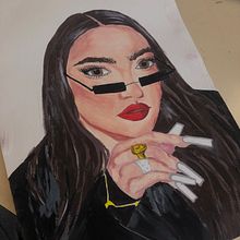 Retrato Rosalia tempera. Fine Arts project by Martina Martinez - 05.24.2022