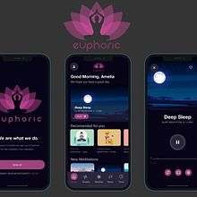 Euphoric - A meditation app for users how are struggling to meditate. UX / UI, Mobile Design, App Design, and Digital Product Design project by Avis - 05.19.2022