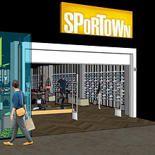 Tienda Sportown. Interior Architecture, Interior Design, 3D Modeling, 3D Design & Interior Decoration project by Claudia Pulido - 05.25.2022