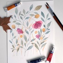 Mi proyecto del curso: Creación de una composición floral con acuarela. Traditional illustration, Fine Arts, Painting, Watercolor Painting, Botanical Illustration, and Naturalistic Illustration project by Claudia Valencia - 05.26.2022