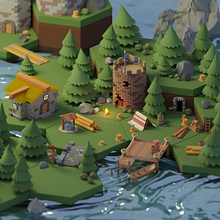Low-Poly Forest. Design, 3D, 3D Modeling, 3D Design, Graphic Design, and Digital Design project by Alejandro Palacios - 05.27.2022