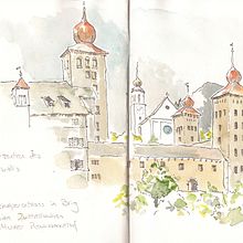 Mein Kursprojekt: Aquarellreiseheft. Un projet de Illustration traditionnelle, Aquarelle, Illustration architecturale , et Carnet de croquis de Christoph Speck - 24.05.2022
