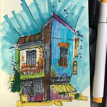 My project for course: Expressive Architectural Sketching with Colored Markers. Sketching, Drawing, Architectural Illustration, Sketchbook & Ink Illustration project by dangkhoa.pt2005 - 05.25.2022