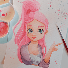 Mein Kursprojekt: 'Hana' für Manga-Illustration mit Aquarell. Un progetto di Illustrazione tradizionale, Disegno, Pittura ad acquerello e Manga di Maike Gersten - 30.05.2022