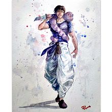 FUSHIGURO TOJI IN EXPRESSIVE STYLE. Traditional illustration, Watercolor Painting, Drawing, and Manga project by Pinaki Biswas - 05.05.2022