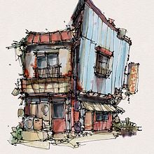 My project for course: Expressive Architectural Sketching with Colored Markers. Projekt z dziedziny Sketching,  R, sunek,  R, sunek architektoniczn,  R, sunek atramentem i Sketchbook użytkownika trentsfusion - 30.05.2022