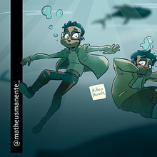 Brainstorm in the Shark Tank Brasil | Promotional Illustration. Design, Traditional illustration, and Character Design project by Matheus Manente - 11.11.2021