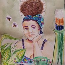 Self portrait sitting at my desk . % Andreisy P tarafından hazırlanan Geleneksel illüstras, on, Eskiz çizimi, Yaratıcılık, Çizim, Sulubo, a Resim, Eskiz defteri, Guaj Bo, Ve ama projesi - 05.31.2022