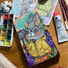 Acuarela sobre madera . Ilustrasi tradisional, Seni Rupa, Dan Lukisan Cat Air proyek oleh Doona Espacio Neutral - 06.03.2022