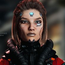 CYBER WOMAN X91B23 by Oscar creativo. Een project van  Ontwerp, Traditionele illustratie,  Reclame,  Muziek, Motion Graphics, 3D, Digitale illustratie, 3D-animatie,  3D-modellering, 3D-karakterontwerp,  3D-ontwerp, Ontwerp van personages y Karakteranimatie van Oscar Creativo - 04.06.2022