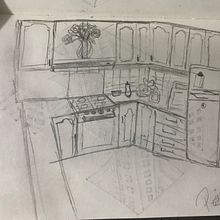 Boceto de la cocina de mi tia. Traditional illustration project by ERIKA PEREA SOLORZANO - 06.04.2022