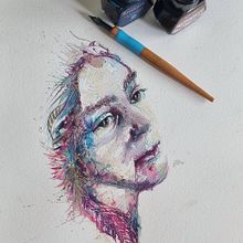 My project for course: Experimental Portraiture with Ink, Tea and Alcohol. Projekt z dziedziny  Sztuki piękne,  Malarstwo,  R, sunek,  R i sunek atramentem użytkownika liorart - 16.05.2022