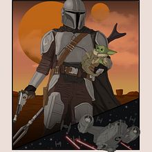 The Mandalorian fan art. Un proyecto de Ilustración tradicional e Ilustración digital de Adrian Gonzalez - 06.06.2022