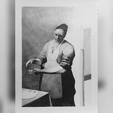 Reinterpretación de "La lechera" de Johannes Vermeer. . Pencil Drawing, Drawing, and Realistic Drawing project by Paula Jiménez - 06.04.2022