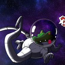 Cocodrilo Espacial. Een project van Traditionele illustratie y Ontwerp van personages van Wladimir Avilés Gálvez - 21.08.2021