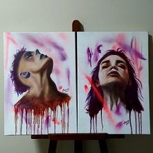 Retrato experimental: óleo, acrílico y pintura en spray. Projekt z dziedziny  Sztuki piękne,  Malarstwo, Malarstwo akr, lowe i Malarstwo olejowe użytkownika Diego Maenza - 28.05.2022