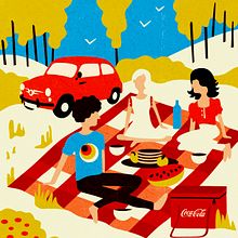 Ilustraciones 65 Aniversario Coca-Cola. Traditional illustration, Graphic Design, Vector Illustration, Creativit, and Digital Illustration project by Paloma Martín - 06.13.2022