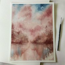 Purple clouds. Pintura em aquarela projeto de Tatiana W - 01.05.2022