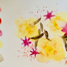Mon projet du cours : Aquarelle florale créative : renouez avec la nature. Traditional illustration, Painting, Watercolor Painting, and Botanical Illustration project by carole Cometto - 04.02.2022