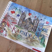 Karneval in Salvador. Projekt z dziedziny Trad, c, jna ilustracja, Sketching, Kreat, wność,  R, sunek, Malowanie akwarelą i Sketchbook użytkownika katja_verhasselt - 16.06.2022