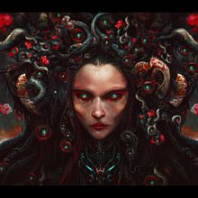 Mechdusa - A.I Art + Photoshop Process. Un proyecto de Ilustración tradicional, Diseño, Concept Art, Diseño de personajes y Diseño de carteles de Abrar Khan - 16.06.2022