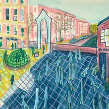 My project for course: Urban Sketching: Capture Your City in Motion. Traditional illustration, Sketching, Drawing, Watercolor Painting, Architectural Illustration, and Sketchbook project by Yolande Wientjes - 06.17.2022