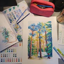 Mon projet du cours : Paysages : approche par le carnet de dessin et la couleur. Sketching, Creativit, Pencil Drawing, Drawing, and Sketchbook project by Lucie Girod - 06.17.2022