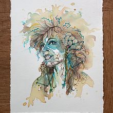 Mon projet du cours : Portrait expérimental à l'encre, à l'alcool et au thé. Un projet de Beaux Arts, Peinture, Dessin et Illustration à l'encre de mina_inverse - 19.06.2022