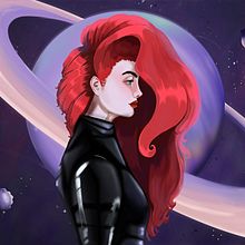Cosma Beatrix and Space. Traditional illustration, Drawing, Digital Illustration, Portrait Drawing, Digital Drawing, and Digital Painting project by moiple - 06.20.2022