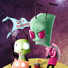 Invasor Zim. Traditional illustration, Painting, Drawing, and Digital Illustration project by Rodrigo Oliveira - 06.20.2022