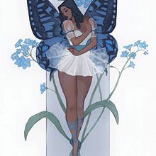 Forget-me-not fairy. Traditional illustration project by Tasia M S - 04.03.2020