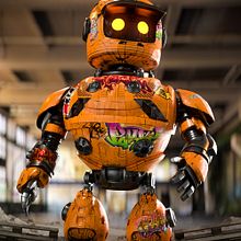 BOT CUTE MX-3456 by Oscar creativo. Een project van  Ontwerp, Traditionele illustratie, 3D, 3D-animatie,  3D-modellering, 3D-karakterontwerp,  3D-ontwerp, Digitale illustratie, Digitaal ontwerp,  Digitaal schilderij,  Reclame y Ontwerp van personages van Oscar Creativo - 22.06.2022