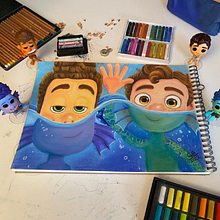Alberto y Luca tiza pastel. Fine Arts, and Painting project by Gabriela Beltran Villalba - 05.11.2022
