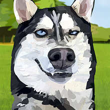 Caricature Drawing with Infinite Painter : Husky in the Park. Un projet de Illustration traditionnelle et Illustration numérique de Melon Saunders - 24.06.2022