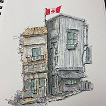 My project for course: Expressive Architectural Sketching with Colored Markers. Un progetto di Bozzetti, Disegno, Illustrazione architettonica, Sketchbook e Illustrazione con inchiostro di A K - 01.07.2022