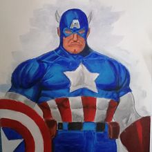 Capitán América. Traditional illustration, Character Design, Painting, Comic, Acr, and lic Painting project by Mauricio Morales - 07.03.2022