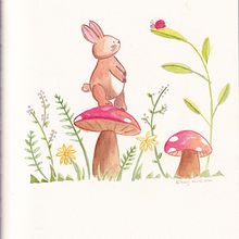 Rabbit, ladybug and mushroom . Un progetto di Illustrazione tradizionale, Character design, Disegno, Pittura ad acquerello e Illustrazione infantile di Katrina Fung - 01.07.2022
