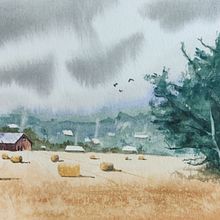 Mircea's project for the course: Watercolor Landscapes: Experimental Tools and Techniques. Fine Arts, Painting, and Watercolor Painting project by Mircea G - 07.04.2022