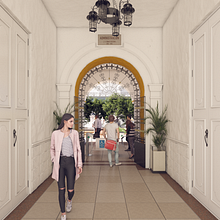 Lobby Universidad de Cartagena (Sede La Merced) Cartagena, Bolívar. Un proyecto de Visualización arquitectónica de Andres Camilo - 05.07.2022