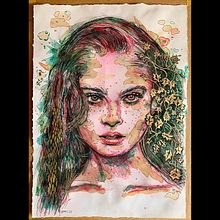 Retrato experimental con tinta, alcohol y té. Artes plásticas, Pintura, Desenho e Ilustração com tinta projeto de Pedro Villarrubia - 14.07.2022