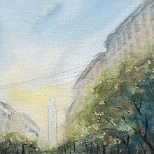 Mi proyecto del curso: Paisajes urbanos en acuarela. Un proyecto de Bellas Artes, Pintura a la acuarela e Ilustración arquitectónica de Dolores Maiz Casas - 07.07.2022