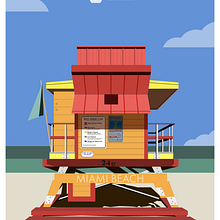 Ilustraciones casetas vigilantes playa Miami. Un proyecto de Diseño, Publicidad, Ilustración tradicional e Ilustración vectorial de Carlos Juan Vera Clemente - 12.07.2022