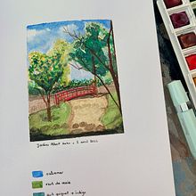 My project for course: Watercolor Travel Journal. Projekt z dziedziny Trad, c, jna ilustracja, Malowanie akwarelą,  R, sunek architektoniczn i Sketchbook użytkownika Cécile Kerneïs - 14.07.2022