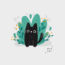 Jiji, the black cat. Traditional illustration project by Anne Lorena Melo Leite - 05.14.2022