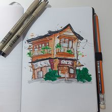 Meu projeto do curso: Desenho arquitetônico expressivo com marcadores coloridos. Sketching, Drawing, Architectural Illustration, Sketchbook & Ink Illustration project by julia_sansana - 07.13.2022