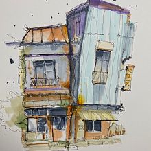 Mein Kursprojekt: Expressive Architekturskizzen mit Markern Ein Projekt aus dem Bereich Zeichnung, Architektonische Illustration, Sketchbook und Illustration mit Tinte von marioenchen - 16.07.2022