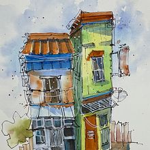 My project for course: Expressive Architectural Sketching with Colored Markers . % Suzy Powell tarafından hazırlanan Eskiz çizimi, Çizim, Mimari İllüstras, on, Eskiz defteri, Mürekkep İllüstras, Ve onu projesi - 07.18.2022